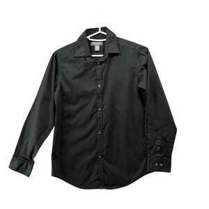 Van Heusen Boys 10-12 Black Dress Shirt Long Sleeve Button Up Formal Youth